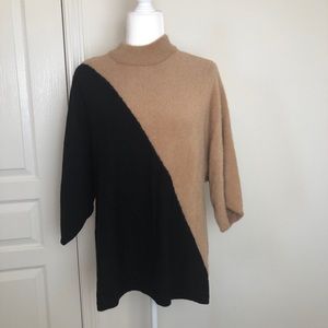 Alfani Color Block Sweater with 3/4 Sleeves and Mock Turtleneck